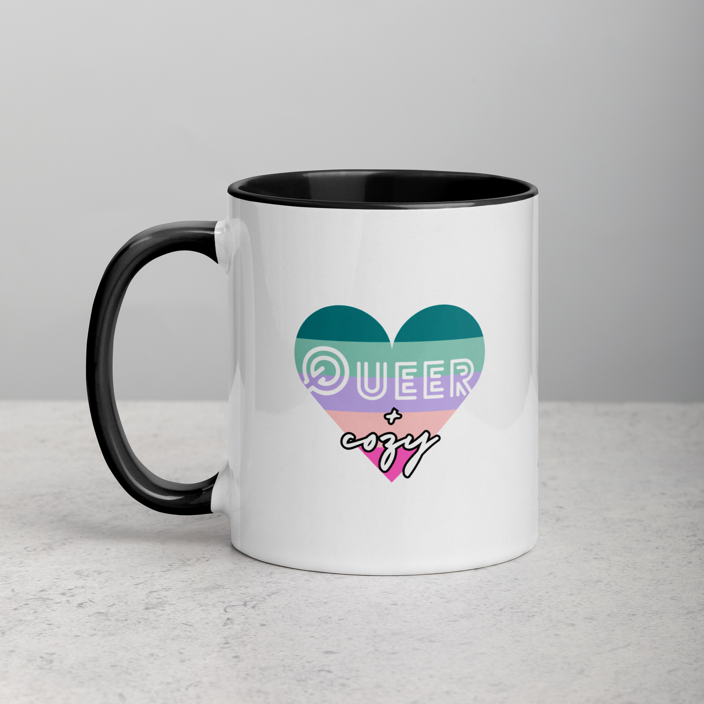 The Cozy Queer - Mug w/ Color (Black/Pink)