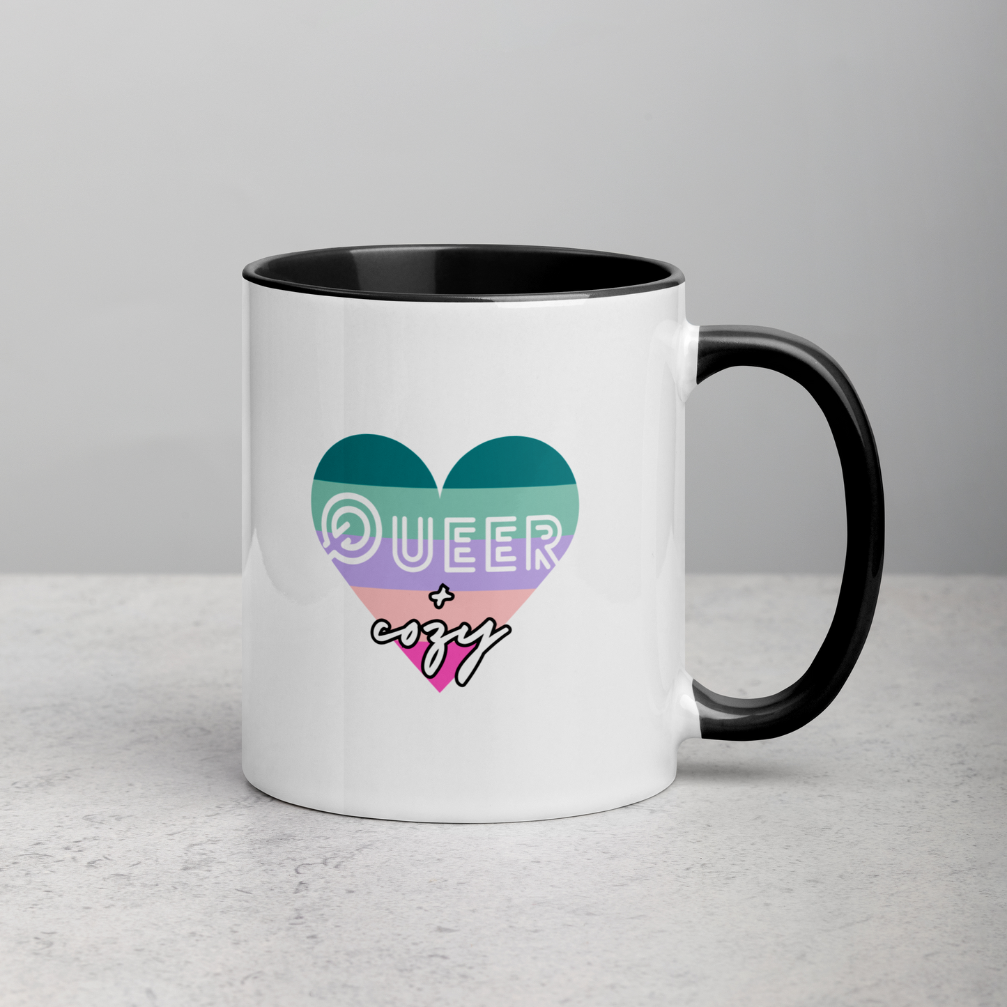 The Cozy Queer - Mug w/ Color (Black/Pink)